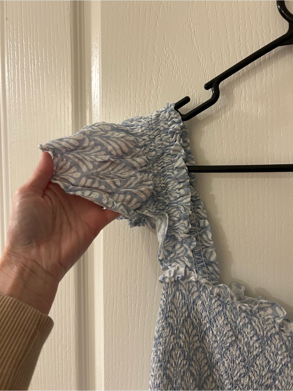 Shop The Mint Blue Cottagecore Smocked Midi Dress L Boho - Picture 5 of 8